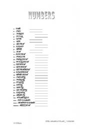 English Worksheet: numbers