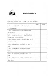 English worksheet: Conversation - Housing Experiences