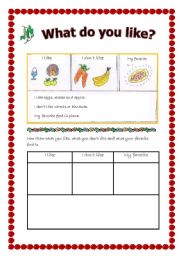 English Worksheet: What do you like? Food (2 pages)