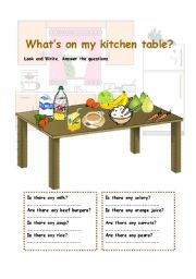 English Worksheet: whats on my kitchen table?