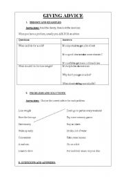 English worksheet: GIVING ADVICE