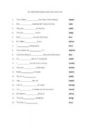 English Worksheet: Present simple and present participle.