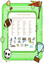 English Worksheet: Vocabulary:  SPORTS 1