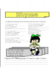 English Worksheet: Rhyme