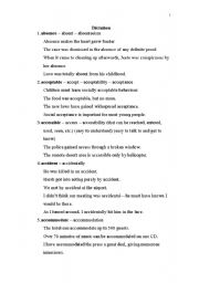 English Worksheet: 50 commonly misspelled words with sentences to explain meanings