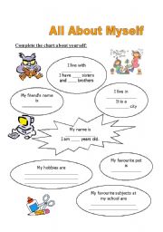 English Worksheet: All about myself