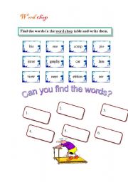 English worksheet: word chop