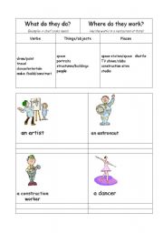 English worksheet: Jobs/occupations: What do they do? Where do they work? 2/6
