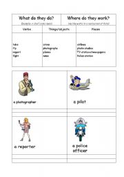 English Worksheet: jobs/occupations: what do they do? Where do they work? 5/6