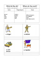 English Worksheet: Jobs/occupations: What do they do? Where do they work? 6/6