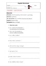 English worksheet: present continuous worksheet