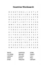 English Worksheet: Countries Wordsearch