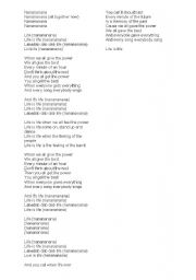 English Worksheet: song 