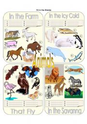 English Worksheet: Animals Picture Dictionary Part 2 - Fill in the Blanks