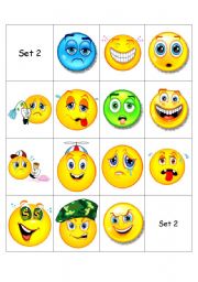 English Worksheet: Emoticons card set 2 