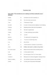 English Worksheet: Vocabulary Quiz