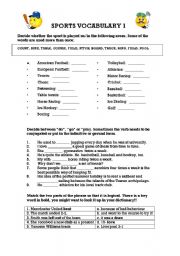 English Worksheet: Sports vocabulary