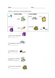 English worksheet: Possessives