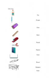 English worksheet: objects of the classroom