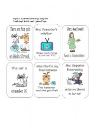 English Worksheet: Illustrated cards for Main Street Who lives where