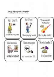 English Worksheet: Illustrated cards for Main Street logic game by  frenchfrog