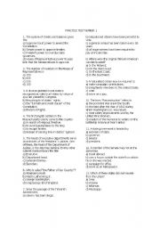 English Worksheet: US HISTORY TEST 1