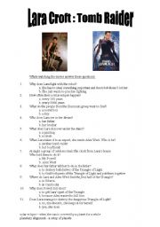 Tomb Raider movie comprehension questionnaire
