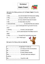 English Worksheet: Worksheet - Present Simple