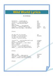 English Worksheet: Song Lyrics. Wild World by Cat Stevens.