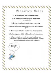 English worksheet: Classroom rules