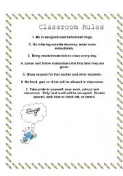 English Worksheet: Classroom rules