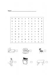 English Worksheet: Furniture Wordsearch
