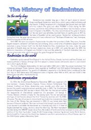 The history of Badminton (answer key)