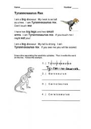 English worksheet: Tyrannosaurus rex - Reader