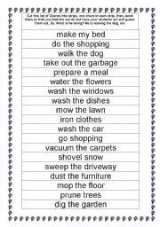 English Worksheet: House Chores (Present Progressive)