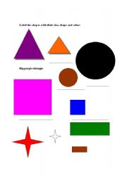 English Worksheet: Colours & Shapes