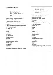 English Worksheet: showing the way-vocabulary