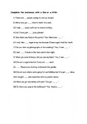 English Worksheet: a few- a little