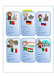 English Worksheet: Country Cards 2