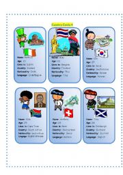 English Worksheet: Country Cards 4