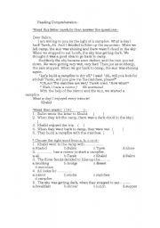 English worksheet: Reading Comprehension