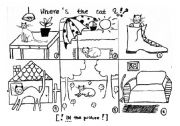 English Worksheet: wheres the cat? controlled speaking practice