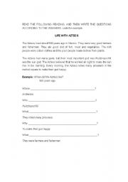 English Worksheet: the aztecs