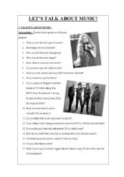 English Worksheet: LETS TALK ABOUT MUSIC!