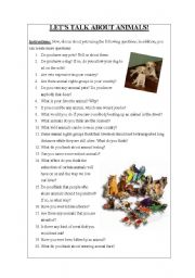 English Worksheet: LETS TALK ABOUT ANIMALS!