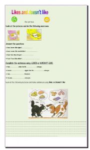 English Worksheet: Likes and doesnt like