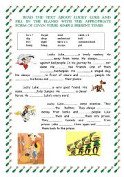 English Worksheet: the simple present  tense with Lucky Luke 