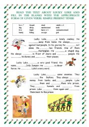 the simple present  tense with Lucky Luke 