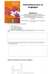 English Worksheet: INTERNATIONAL YEAR OF LANGUAGES 1/3