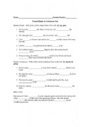 English Worksheet: Present Simple & Continuous Review